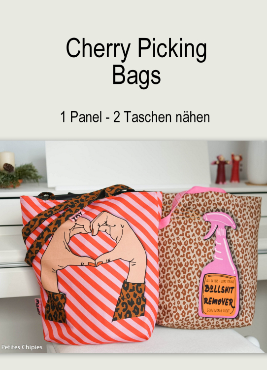 Cherry Picking Bags - Panel für 2 Taschenbeutel mit coolem Muster - Leo & Bullshit Remover